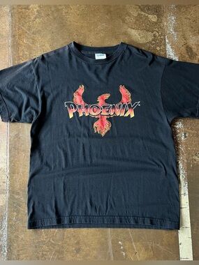 Phoenix Black 90s Logo Unisex Fit Band T-Shirt Large L Concert Tour Tee Retro